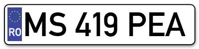 Placuta inmatriculare numar auto  MS-419-PEA, MS 419 PEA, MS419PEA