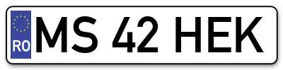 Placuta inmatriculare numar auto  MS-42-HEK, MS 42 HEK, MS42HEK