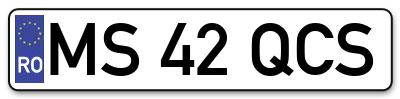 Placuta inmatriculare numar auto  MS-42-QCS, MS 42 QCS, MS42QCS