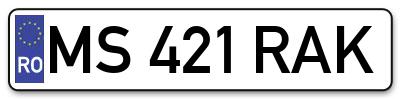 Placuta inmatriculare numar auto  MS-421-RAK, MS 421 RAK, MS421RAK