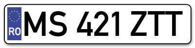 Placuta inmatriculare numar auto  MS-421-ZTT, MS 421 ZTT, MS421ZTT