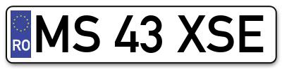 Placuta inmatriculare numar auto  MS-43-XSE, MS 43 XSE, MS43XSE