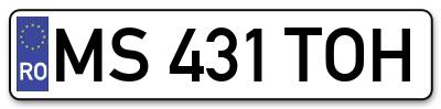 Placuta inmatriculare numar auto  MS-431-TOH, MS 431 TOH, MS431TOH