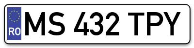 Placuta inmatriculare numar auto  MS-432-TPY, MS 432 TPY, MS432TPY