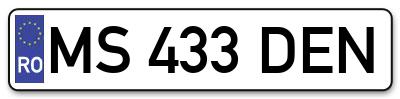 Placuta inmatriculare numar auto  MS-433-DEN, MS 433 DEN, MS433DEN