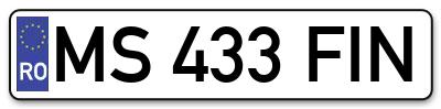 Placuta inmatriculare numar auto  MS-433-FIN, MS 433 FIN, MS433FIN