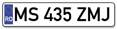 Placuta inmatriculare numar auto  MS-435-ZMJ, MS 435 ZMJ, MS435ZMJ