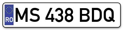 Placuta inmatriculare numar auto  MS-438-BDQ, MS 438 BDQ, MS438BDQ