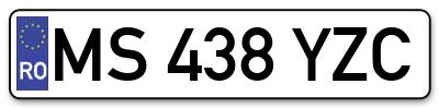 Placuta inmatriculare numar auto  MS-438-YZC, MS 438 YZC, MS438YZC