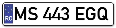 Placuta inmatriculare numar auto  MS-443-EGQ, MS 443 EGQ, MS443EGQ