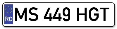 Placuta inmatriculare numar auto  MS-449-HGT, MS 449 HGT, MS449HGT