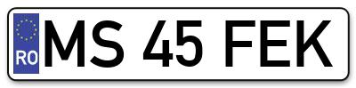 Placuta inmatriculare numar auto  MS-45-FEK, MS 45 FEK, MS45FEK