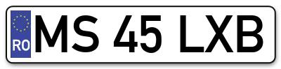Placuta inmatriculare numar auto  MS-45-LXB, MS 45 LXB, MS45LXB