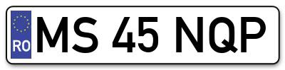 Placuta inmatriculare numar auto  MS-45-NQP, MS 45 NQP, MS45NQP