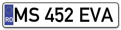 Placuta inmatriculare numar auto  MS-452-EVA, MS 452 EVA, MS452EVA
