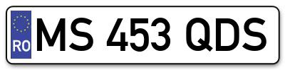 Placuta inmatriculare numar auto  MS-453-QDS, MS 453 QDS, MS453QDS