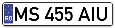 Placuta inmatriculare numar auto  MS-455-AIU, MS 455 AIU, MS455AIU
