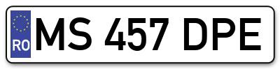Placuta inmatriculare numar auto  MS-457-DPE, MS 457 DPE, MS457DPE