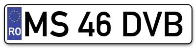 Placuta inmatriculare numar auto  MS-46-DVB, MS 46 DVB, MS46DVB