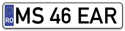Placuta inmatriculare numar auto  MS-46-EAR, MS 46 EAR, MS46EAR