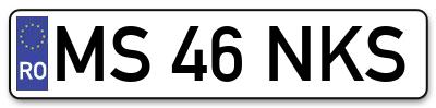 Placuta inmatriculare numar auto  MS-46-NKS, MS 46 NKS, MS46NKS