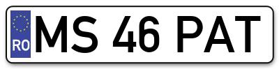 Placuta inmatriculare numar auto  MS-46-PAT, MS 46 PAT, MS46PAT