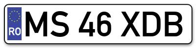 Placuta inmatriculare numar auto  MS-46-XDB, MS 46 XDB, MS46XDB