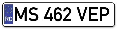 Placuta inmatriculare numar auto  MS-462-VEP, MS 462 VEP, MS462VEP