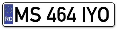 Placuta inmatriculare numar auto  MS-464-IYO, MS 464 IYO, MS464IYO