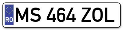 Placuta inmatriculare numar auto  MS-464-ZOL, MS 464 ZOL, MS464ZOL