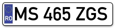 Placuta inmatriculare numar auto  MS-465-ZGS, MS 465 ZGS, MS465ZGS