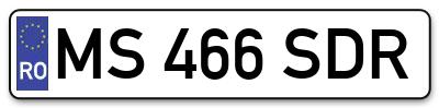 Placuta inmatriculare numar auto  MS-466-SDR, MS 466 SDR, MS466SDR