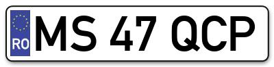 Placuta inmatriculare numar auto  MS-47-QCP, MS 47 QCP, MS47QCP