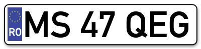 Placuta inmatriculare numar auto  MS-47-QEG, MS 47 QEG, MS47QEG