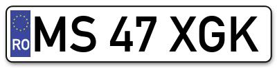 Placuta inmatriculare numar auto  MS-47-XGK, MS 47 XGK, MS47XGK