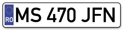 Placuta inmatriculare numar auto  MS-470-JFN, MS 470 JFN, MS470JFN