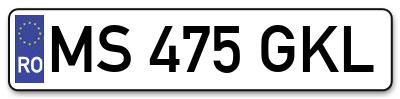 Placuta inmatriculare numar auto  MS-475-GKL, MS 475 GKL, MS475GKL