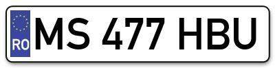 Placuta inmatriculare numar auto  MS-477-HBU, MS 477 HBU, MS477HBU