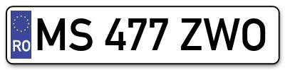 Placuta inmatriculare numar auto  MS-477-ZWO, MS 477 ZWO, MS477ZWO