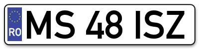 Placuta inmatriculare numar auto  MS-48-ISZ, MS 48 ISZ, MS48ISZ