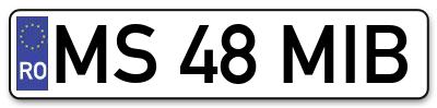 Placuta inmatriculare numar auto  MS-48-MIB, MS 48 MIB, MS48MIB
