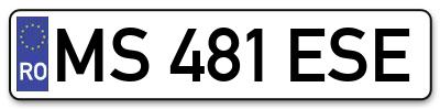 Placuta inmatriculare numar auto  MS-481-ESE, MS 481 ESE, MS481ESE