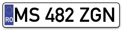 Placuta inmatriculare numar auto  MS-482-ZGN, MS 482 ZGN, MS482ZGN