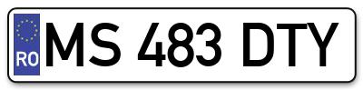 Placuta inmatriculare numar auto  MS-483-DTY, MS 483 DTY, MS483DTY