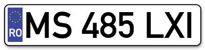 Placuta inmatriculare numar auto  MS-485-LXI, MS 485 LXI, MS485LXI