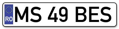 Placuta inmatriculare numar auto  MS-49-BES, MS 49 BES, MS49BES