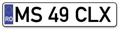Placuta inmatriculare numar auto  MS-49-CLX, MS 49 CLX, MS49CLX