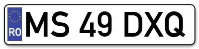 Placuta inmatriculare numar auto  MS-49-DXQ, MS 49 DXQ, MS49DXQ