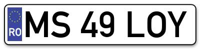 Placuta inmatriculare numar auto  MS-49-LOY, MS 49 LOY, MS49LOY