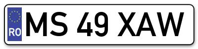 Placuta inmatriculare numar auto  MS-49-XAW, MS 49 XAW, MS49XAW